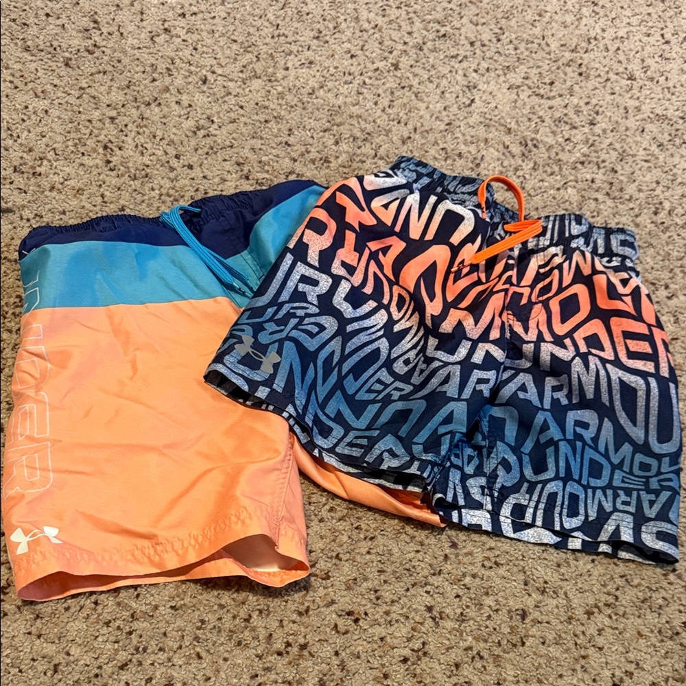 Under Armour Kids Swim Trunks - Orange and Navy total 2